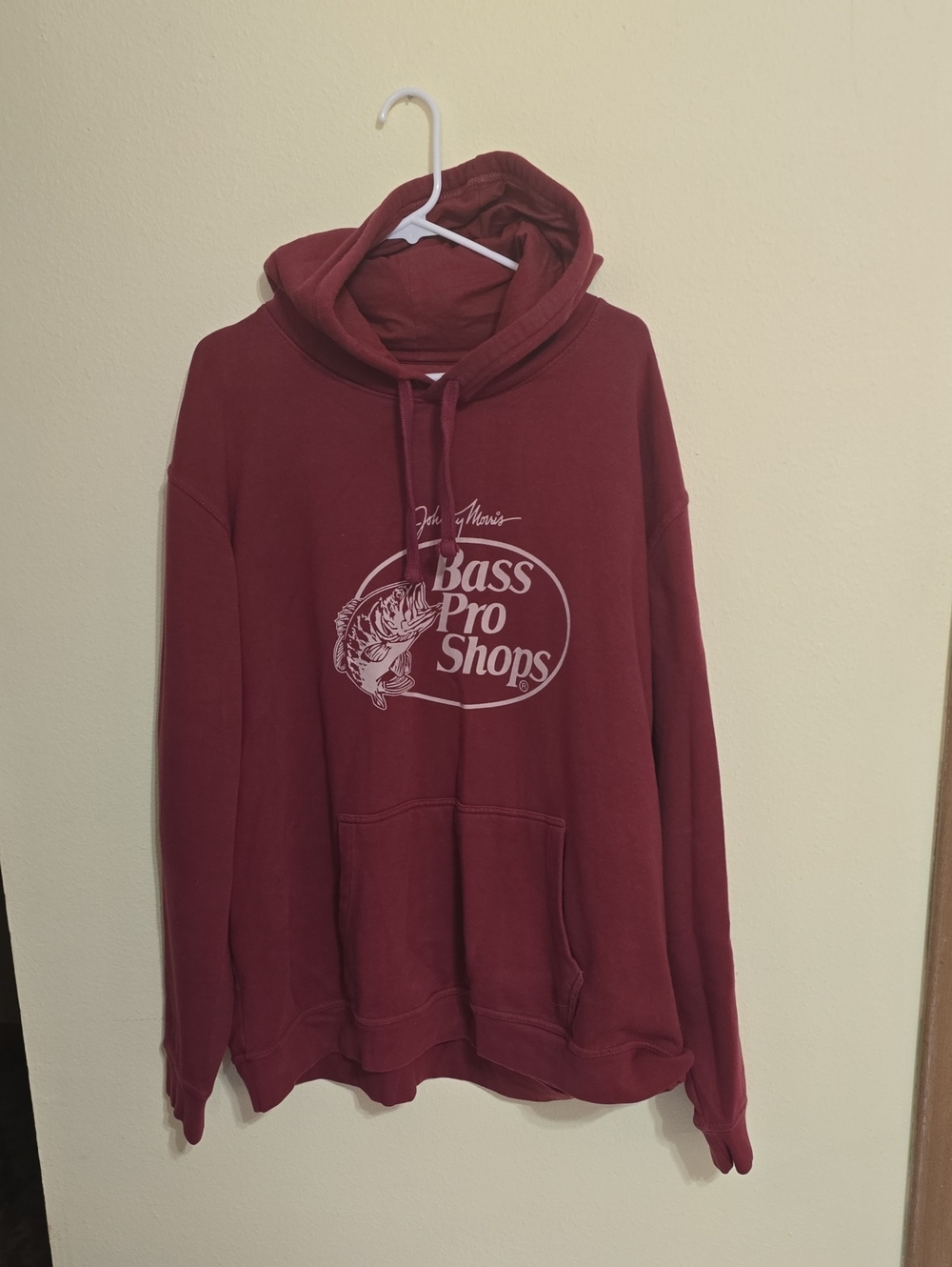 Bass Pro Shops Men's Maroon Pullover Hoodie with Logo